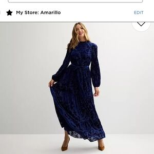Maison Tara Navy Long Sleeve Dress